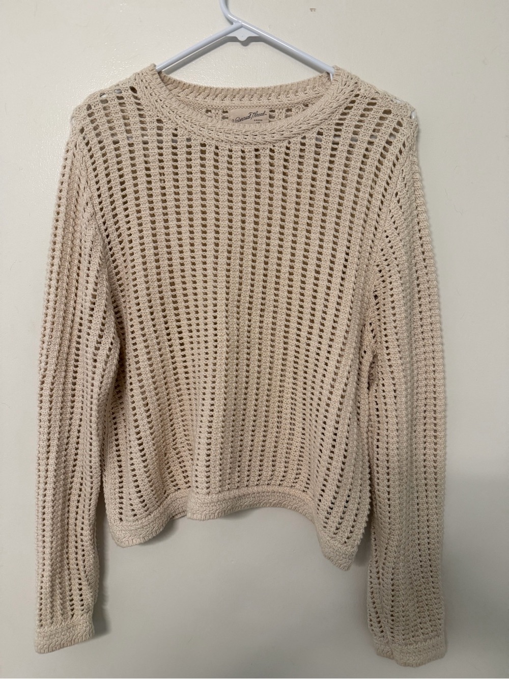 Universal Thread Cream Open-Knit Crew Sweater